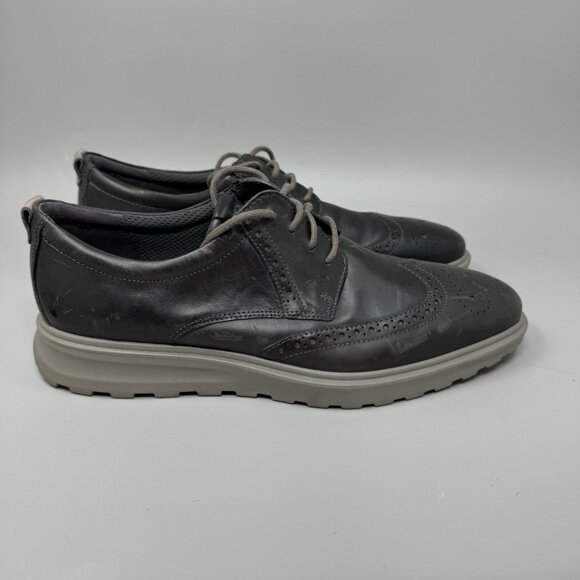 Ecco St.1 Hybrid Lite Men\'s 10 Black Sneaker Leather Shoes Wingtip Lace-Up Flat main image 7